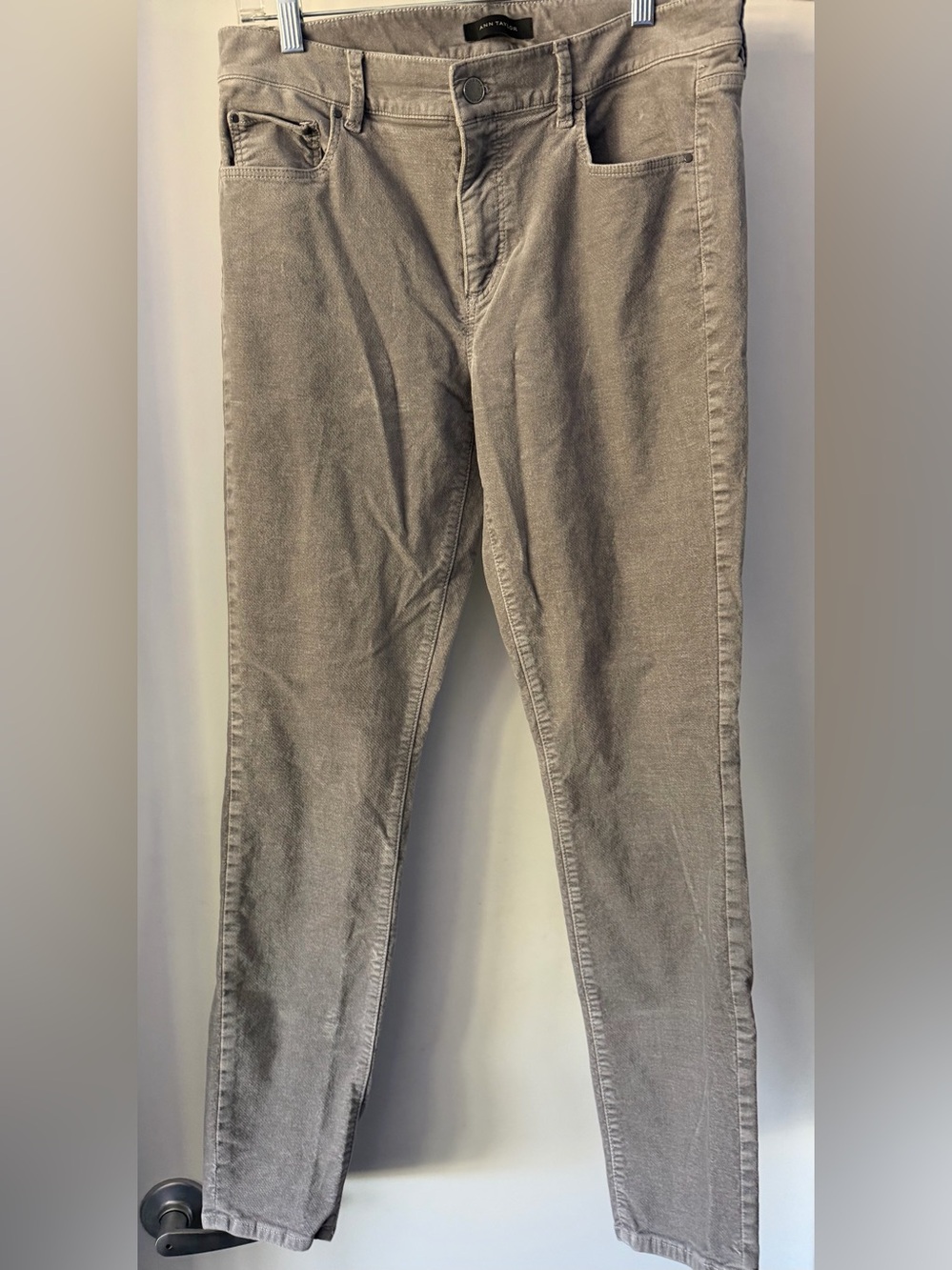 Ann Taylor Skinny Jeans in Light Grey Velvet
